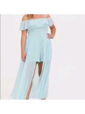 torrid Disney Jasmine Light Blue Off-Shoulder High-Low Maxi Jumper Dress Costume